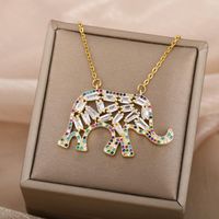 Colliers pendants Collier d'éléphant de zircone cubique pour femmes rétro Boho Animal Zircon Couple esthétique Collares bijoux