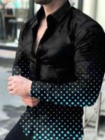 New Mens Shirt polka dot Pattern Printed Slim Long Sleeve Shirt G0105