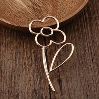 Fashion Brooch Pin Simple Hollow Flower Brooch Pin Gold Allo...