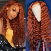 Lace Wigs 250% Density Curly Front Human Hair Pre Plucked Bleached 13x6 Orang Ginger Color Remy Brazilian For Women