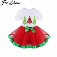 Girl's Dresses 12M-5Y Cute Toddler Kids Girls Santa Christmas Trees Reindeer Red Tops Dress Outfits Clothing Party Birthday Daily Casual Wea