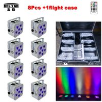 (8 pcs + 1 fly case  lot) battery operated wireless dmx led f...