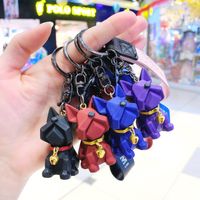 Mode französische Bulldogge Schlüsselanhänger Liebe Ring Auto Keychain Zubehör Geldbörse Handtasche Rucksack Charme Geschenk für Frauen Kinder
