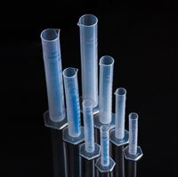 200 unids 10/25 / 50 / 100ml de plástico transparente copa de medición de cilindro de ensayo de líquido Tubo de líquido Prueba de laboratorio Tarro graduado SN2444