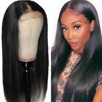 Human Hair 4x4 Szwajcarskie koronkowe peruki dla czarnych kobiet Mongolska prosta peruka naturalny kolor