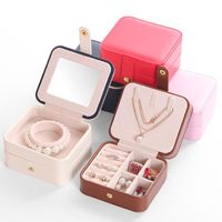 Opbergdozen Bakken PU Lederen Sieraden Doos Voor Draagbare Reizen Sieraden Organizer Case Simple Ring Earring Ketting Verjaardagscadeau