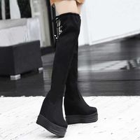 Compre al por mayor Botas Largas De Cuña De Ante Negro de bajo precio \u0026 de  calidad con envío gratuito | Es.DHgate