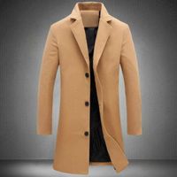 두꺼운 남성 코트와 재킷 겨울 따뜻한 단색 모직 트렌치 블렌드 S- 림 롱 코트 아웃복 외투 남자 코트 재킷 C0929