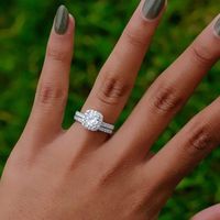 Conjunto de anel de noivado de luxo clássico para mulheres prata banhado casamento anel amante nupcial fingrue anel jóias q0708