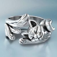 Venta caliente 925 plata esterlina encantadora gato anillo joyería moda vívido animal anillo de dedo para hombres mujeres ri2103053