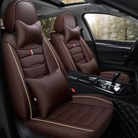 Autostoelhoezen Volledige set voor Mazda Duurzame lederen adduatable Five Seats Cushion Mats Crown Design Coffee