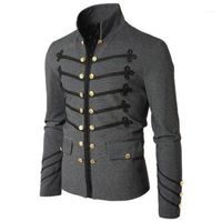 Jaquetas masculinas Retro Mens Jacket Slim Size Plus 2021 Gothic Brocade Stand Collar Frock Casaco Steampunk Victorian Morning Outwear1