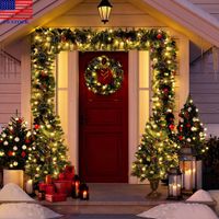 Pré-lit de decorações de Natal artificiais 4 peças conjunto de guirlanda e 2 árvores de entrada ao ar livre interior h0049 partido fornece estoque de estoque de entrega rápida