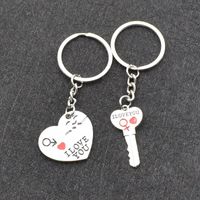 1 Pair I LOVE YOU Letter Couple Keychain Heart Key Ring Lovers Key Chain Valentine's Day Jewelry Gifts Souvenirs