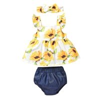 Abbigliamento Set Girls Born Bambino Neonato per bambini Abiti da stampa Ruffle Floral Top + Shorts + Headband OutfitsSet