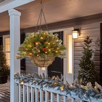 Dekorative Blumen Kränze Weihnachtskranz Gemischte Dekorationen und weiße LED-Leuchten-Frosted Beeren Navidad Fröhlich für Zuhause Weihnachtsbaum