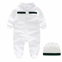 Fashion Cute baby Boys Girls Striped Rompers hat Infant Summ...