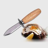 Stainless steel wooden handle oyster peeling kitchen seafood sharp bottle opener tool fan shell knife