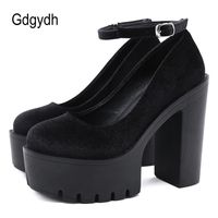 Compre al por mayor Tacón Grueso Plataformas De Gamuza Negra de bajo precio  \u0026 de calidad con envío gratuito | Es.DHgate