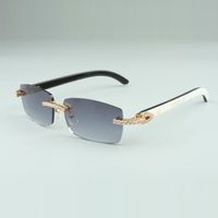 Os mais recentes 3524012-13 Endless Diamond Sunglasses, Chifres Mistas Naturais, Para Homens e Mulheres Infinito Óculos, Tamanho: 56-36-18-140mm