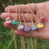 Pendant Necklaces Clear Glass Ball Necklace For Women Girl Bubble Charm Long Chain Resin Sequins Pentagram Christmas Gift