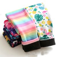 15 cores novas meninas florais ranibow lã leggings apertada primavera e outono desgaste crianças leite calças de seda calças de seda médias calças quentes infantis legging