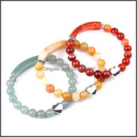 Beaded, Strands Bracelets Jewelry Wholesale Colorf Natural Agate Crystal Stone Beads Gemstone Bracelet Luxury Womens Drop Delivery 2021 Lyai