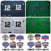 NCAA College 12 Tyler Buchner 3 Joe Montana Jersey University Notre Dame Fighting Irish Football Green White Navy Blue Away All Stitched For Sport Fans High Quality