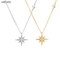 ANDYWEN 925 Sterling Silver Gold Snow Pendant Choker Necklace Ling Chain Wedding Rock Punk Fashion Jewelry Gif 210608