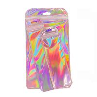 Holograma caramelo bolsa de embalaje resellable arco iris cremallera cremallera cremallera bocado mylar holográfico cosmético accesories embalaje bolsas