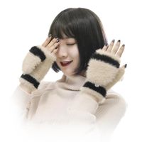 5つの指の手袋のフリップトップ女性の冬のフェイクの毛皮の変換可能な学生ストレッチの手ウォーマーミトンの指なし自由なサイズの寒い天気大人