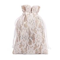 50/Lot 8*10cm Lace Linen Gift Bag Dust-proof Small Jute Pouch Jewelry Ring Necklace Candy Drawstring Bag Bamboo Charcoal Storage
