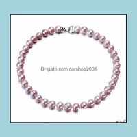 Beaded Necklaces & Pendants Jewelry 8-9Mm Purple Natural Pearl Necklace 18Inch Womens Gift Bridal Choker Drop Delivery 2021 2Dfjn
