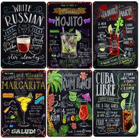 2021 забавный дизайн Tiki Bar открыть летнее пиво ретро металлические олова знаки Mojito Martini Cuba Libre Plaque Pub бар арт наклейки стены