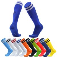 Fotbollsstrumpor Man Knä Hög Striped Tube Athletic Football Sock för Boys Girls Vuxna