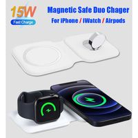 2 in1 faltbares drahtloses magnetisches MAGSAFING-Duo-Ladegerät für iPhone 12 13 PRO MAX Mini 15W Qi Schnellladung Fit Apple Watch 7 6 SE Magnetische Ladegeräte