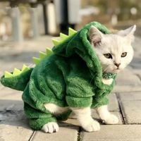 Pet Cat Clothes Funny Dinosaur Costumes Coat Winter Warm Fleece Cat Cloth for Small Cats Kitten Hoodie Puppy Dog Clothes GWA11052