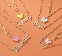 Sweet Layered Necklace Girls Acrylic Butterfly Double Layer ...