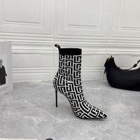 22SS Fashion Swirl Printing Flynit High Heel Ankle Boots 10.5cm Luxurys Designers Internet Celebrity Star Same Style Shoes Knit Sock Boot Shoe 35-41
