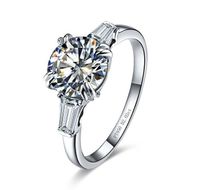 Anillos de racimo Solid 925 Sterling Silver Romántico proponer anillo 2.02 CT Corte redondo Diamond Compromiso para mujeres