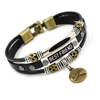 Bracelets Meilleur ami Cowhide Bracelet multicouche en cuir perlé amitié étudiant bijoux punk perles bracelets