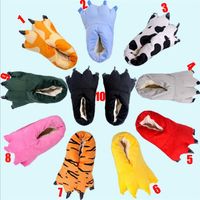 Children Cartoon Unicorn Tiger Paw Winter Warm Animal Claw Indoor Shoes Slipper Kid Slippers Boy Girl Onesie Pajama 220301