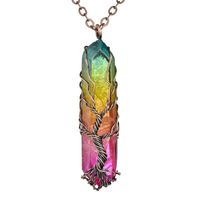 Chains Color Natural Crystal Pillar White Pendant Necklace H...