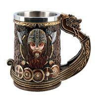Mugs Creative Viking Pirate Beer Mug Stainless Steel Unique Design Coffee Cup With Handle Retro Decor For Home Office Bar