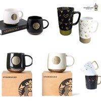 Starbucks Pareja clásica de la copa europea tazas de café de la vendimia de cerámica de café con la caja de Pacakge para el novio Grilfriend Producto de regalo de cumpleaños