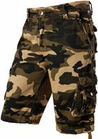 PARKLEES Mens Hipster Multi Pockets Design Slim Fit Cotton Camo Cargo Shorts Y25y#