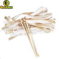 Party Decoration 50Pcs Ivory Ribbon Wands Lace Fairy Sticks With Bells Wedding Twirling Streamers Stick Noise Maker Supplies