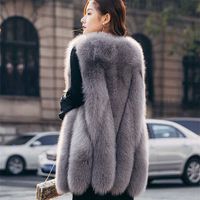 European and American fur, autumn and winter, new style of imitation leather long section silver fox fur coat faux fur vest C0925