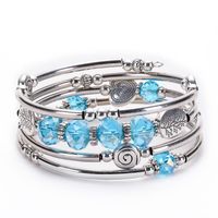 Beaded, Strands 2021 Faceted Sky Blue Crystal Winding Peach Heart Tree of Life Multi-Cirkel Multi-Layer Dames Charms Dainty Bangle Bracelet
