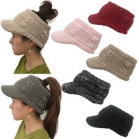 Berets Winter Warm Knit Messy High Bun Hats Visor Cap Outdoo...